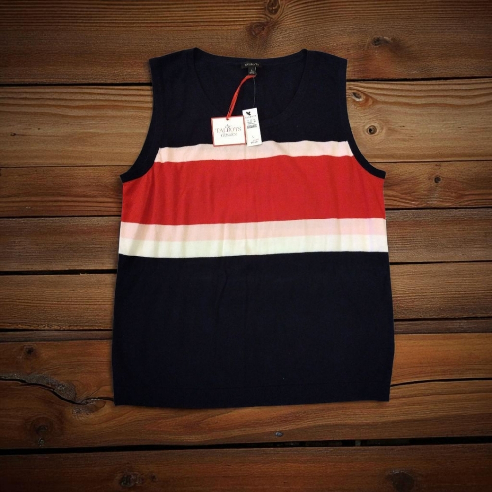 Talbots Red, White and Navy Tank Top